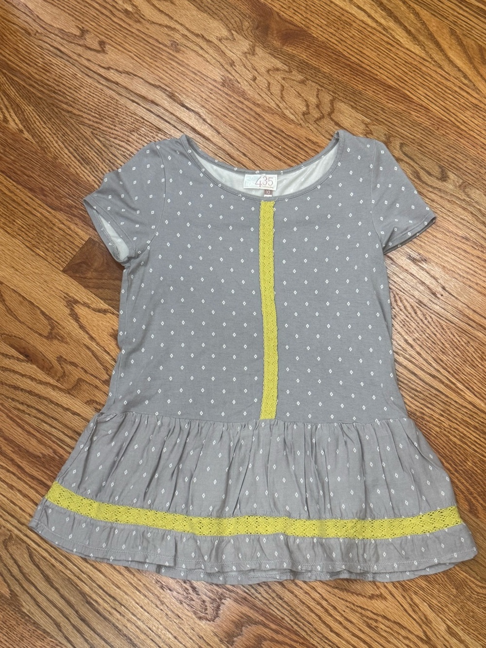 Matilda Jane Gray Polka Dot Peplum Top with Yellow Trim